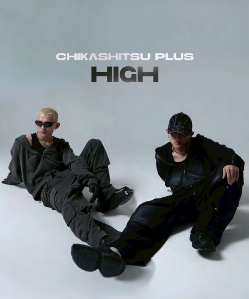 CHIKASHITSU PLUS HIGH】cropped dirty wash double zip hoodie