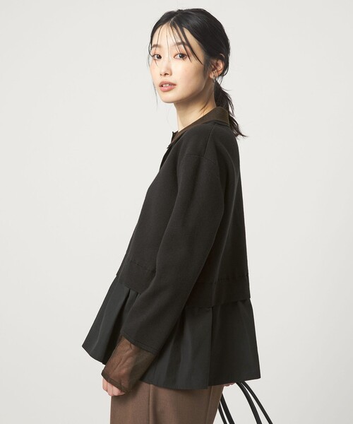 green label relaxing（グリーンレーベルリラクシング）の「ポロニット ドッキング プルオーバー（ニット/セーター・レディース・ネイビー/ブラック/グレー・FREE）」の5枚目の写真