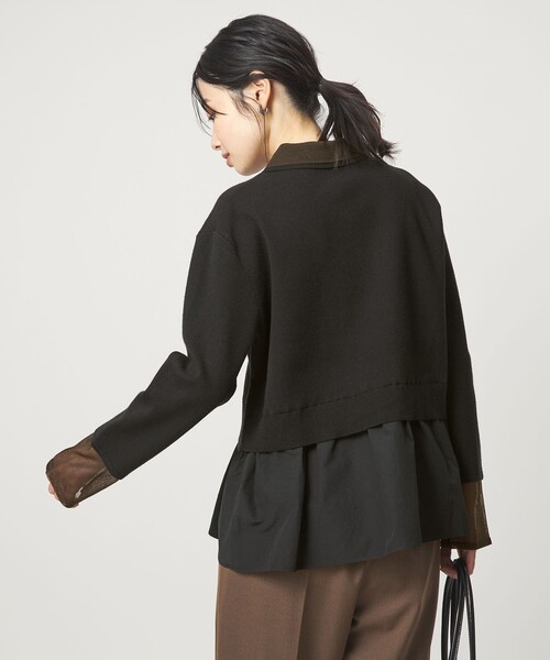 green label relaxing（グリーンレーベルリラクシング）の「ポロニット ドッキング プルオーバー（ニット/セーター・レディース・ネイビー/ブラック/グレー・FREE）」の6枚目の写真