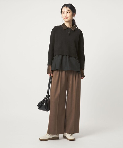 green label relaxing（グリーンレーベルリラクシング）の「ポロニット ドッキング プルオーバー（ニット/セーター・レディース・ネイビー/ブラック/グレー・FREE）」の8枚目の写真