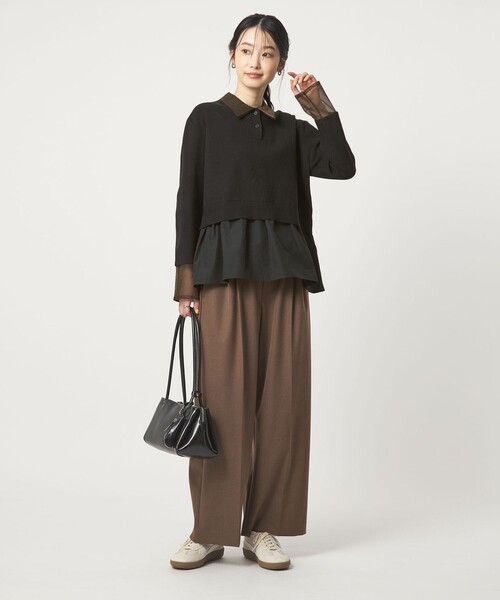 green label relaxing（グリーンレーベルリラクシング）の「ポロニット ドッキング プルオーバー（ニット/セーター・レディース・ネイビー/ブラック/グレー・FREE）」の9枚目の写真