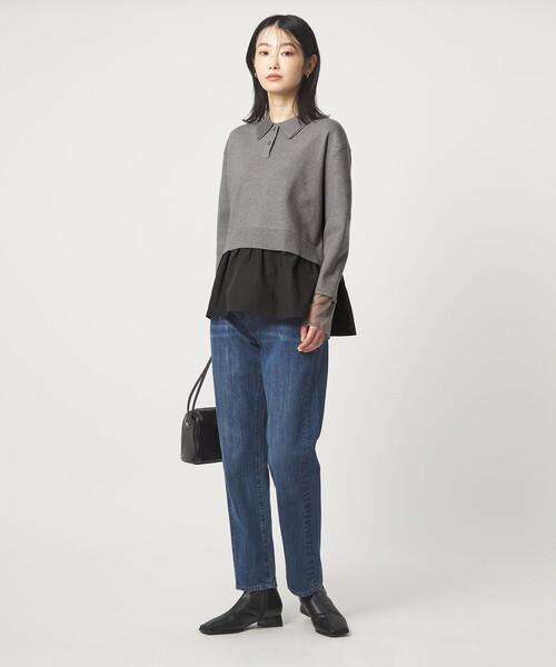 green label relaxing（グリーンレーベルリラクシング）の「ポロニット ドッキング プルオーバー（ニット/セーター・レディース・ネイビー/ブラック/グレー・FREE）」の11枚目の写真