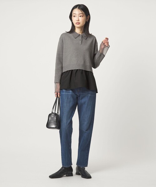 green label relaxing（グリーンレーベルリラクシング）の「ポロニット ドッキング プルオーバー（ニット/セーター・レディース・ネイビー/ブラック/グレー・FREE）」の12枚目の写真