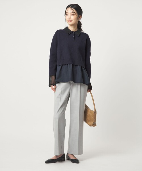 green label relaxing（グリーンレーベルリラクシング）の「ポロニット ドッキング プルオーバー（ニット/セーター・レディース・ネイビー/ブラック/グレー・FREE）」の15枚目の写真