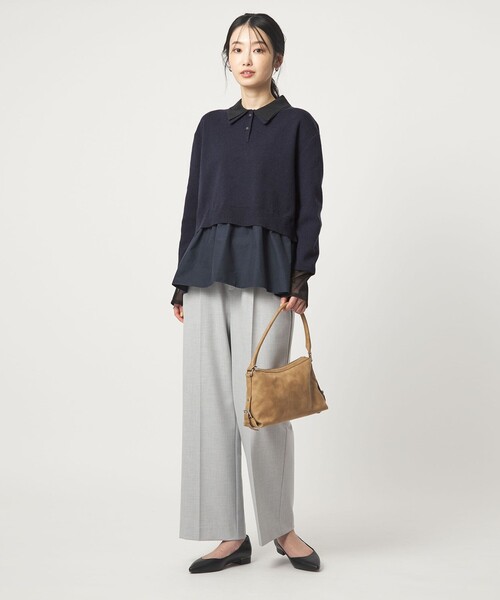 green label relaxing（グリーンレーベルリラクシング）の「ポロニット ドッキング プルオーバー（ニット/セーター・レディース・ネイビー/ブラック/グレー・FREE）」の16枚目の写真