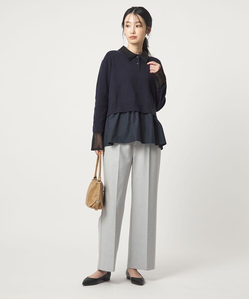 green label relaxing（グリーンレーベルリラクシング）の「ポロニット ドッキング プルオーバー（ニット/セーター・レディース・ネイビー/ブラック/グレー・FREE）」の17枚目の写真