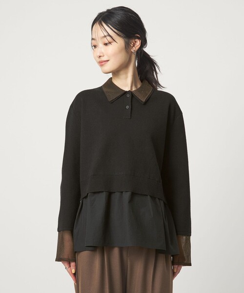 green label relaxing（グリーンレーベルリラクシング）の「ポロニット ドッキング プルオーバー（ニット/セーター・レディース・ネイビー/ブラック/グレー・FREE）」の18枚目の写真