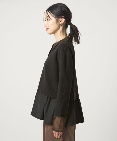 green label relaxing（グリーンレーベルリラクシング）の「ポロニット ドッキング プルオーバー（ニット/セーター・レディース・ネイビー/ブラック/グレー・FREE）」の19枚目の写真