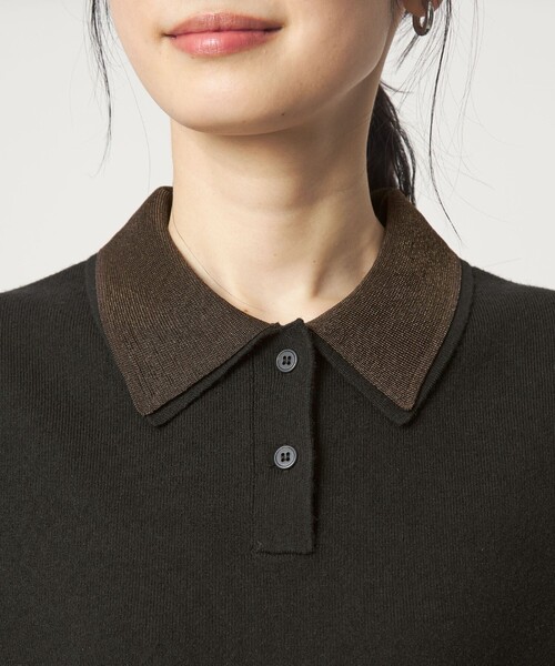 green label relaxing（グリーンレーベルリラクシング）の「ポロニット ドッキング プルオーバー（ニット/セーター・レディース・ネイビー/ブラック/グレー・FREE）」の21枚目の写真