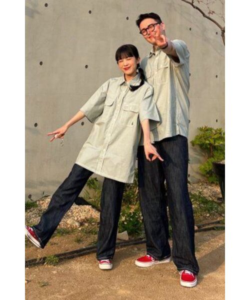 APOSTROPHE COMMA(アポストロフィコンマ)の「ポケットラベルソフト生地デニムワイドパンツ(濃紺/黒)(デニムパンツ・メンズ・その他・S/M/L/XS)」の8枚目の写真