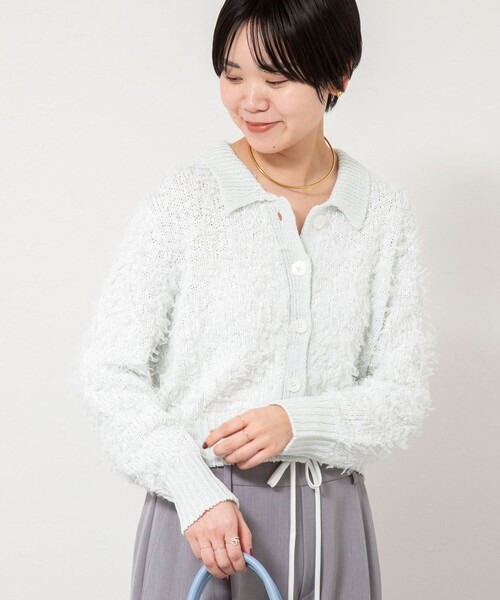 NOLLEY’S Sophi(ノーリーズソフィ)の「《手洗い可能》ファンシーヤーンポロ衿カーディガンジャケット(カーディガン/ボレロ・レディース・ベージュ/ホワイト系その他2・38)」の6枚目の写真
