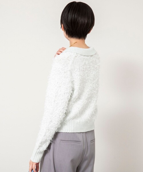 NOLLEY’S Sophi(ノーリーズソフィ)の「《手洗い可能》ファンシーヤーンポロ衿カーディガンジャケット(カーディガン/ボレロ・レディース・ベージュ/ホワイト系その他2・38)」の7枚目の写真