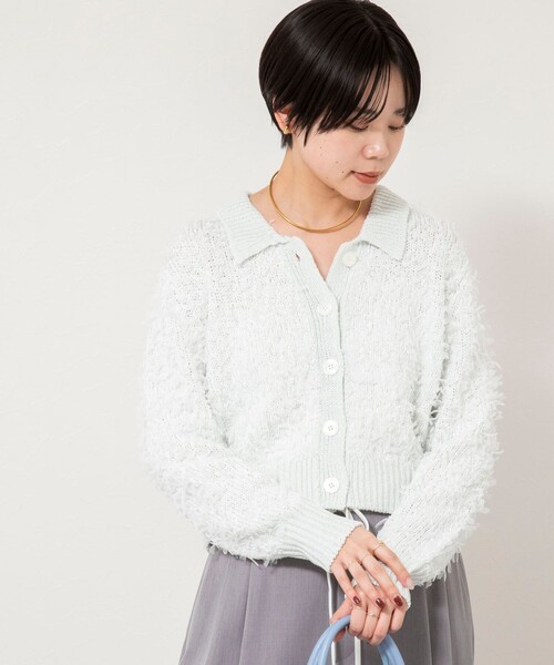 NOLLEY’S Sophi(ノーリーズソフィ)の「《手洗い可能》ファンシーヤーンポロ衿カーディガンジャケット(カーディガン/ボレロ・レディース・ベージュ/ホワイト系その他2・38)」の8枚目の写真