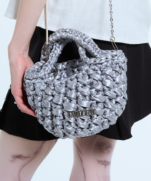 LARTIGENT（ラーティゼン）の「L11 SATIN CROCHET CHAIN BAG(SILVER)（ショルダーバッグ・レディース・その他・FREE）」の2枚目の写真