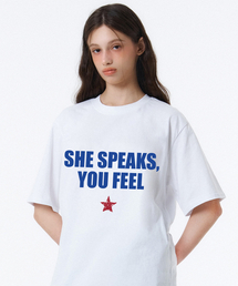 SHE LETTERING OVER FIT T-HISRT (3color)