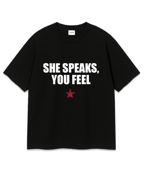 RANDOMOFF(ランダムオフ)の「SHE LETTERING OVER FIT T-HISRT (3color)(Tシャツ/カットソー・レディース・その他・S/M/L/XL)」の3枚目の写真