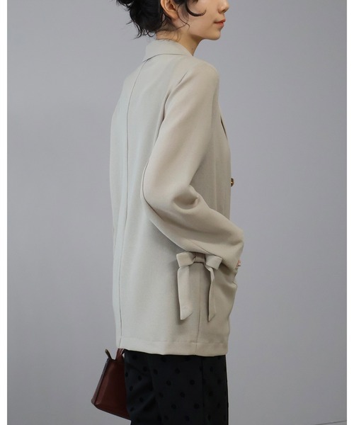 Doumoi(ドゥモエ)の「メッシュ ロングスリーブ テーラードジャケット(テーラードジャケット・レディース・ベージュ/ブラック・FREE)」の13枚目の写真