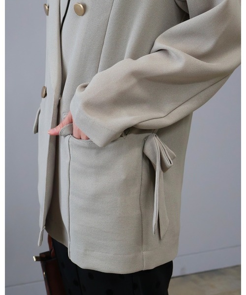 Doumoi(ドゥモエ)の「メッシュ ロングスリーブ テーラードジャケット(テーラードジャケット・レディース・ベージュ/ブラック・FREE)」の17枚目の写真
