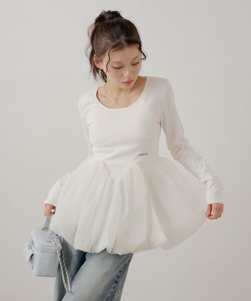 【SALON by Chico】チューリップチュールバルーントップス WEB限定【SALON by Chico】チューリップチュールバルーントップス（T