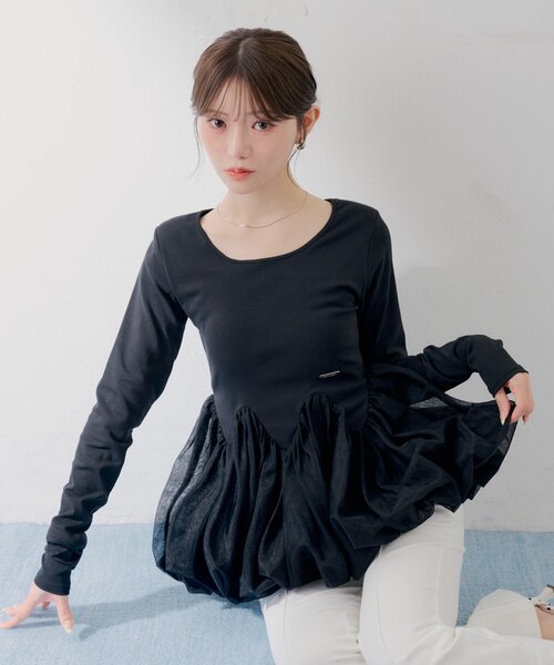 【SALON by Chico】チューリップチュールバルーントップス WEB限定【SALON by Chico】チューリップチュールバルーントップス（T