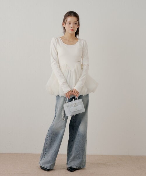 WEB限定【SALON by Chico】チューリップチュールバルーントップス（T