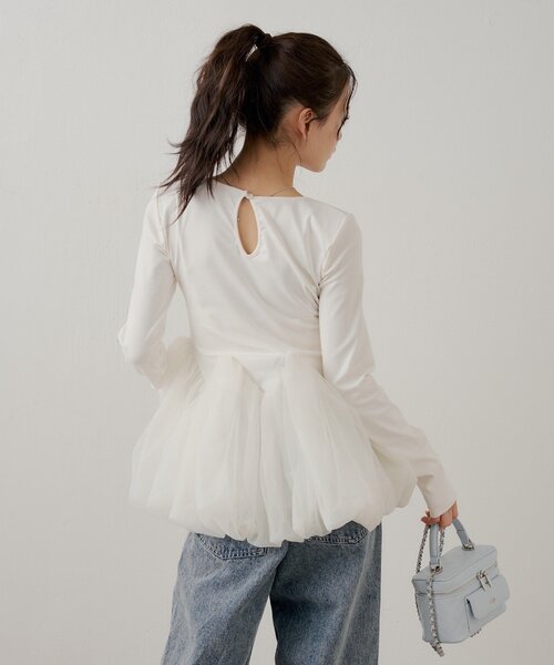 WEB限定【SALON by Chico】チューリップチュールバルーントップス（T