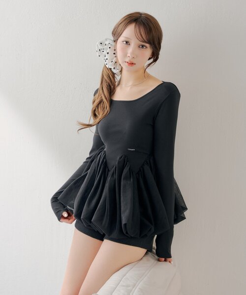Chico(チコ)の「WEB限定【SALON by Chico】チューリップチュールバルーントップス(Tシャツ/カットソー・レディース・ピンク/アイボリー/ブラック・FREE)」の17枚目の写真