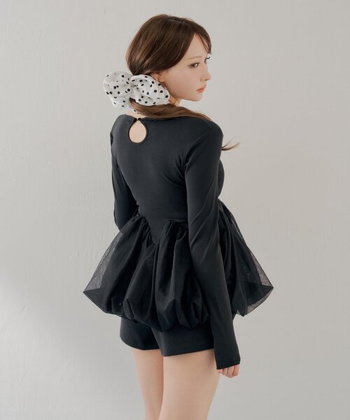 WEB限定【SALON by Chico】チューリップチュールバルーントップス（T