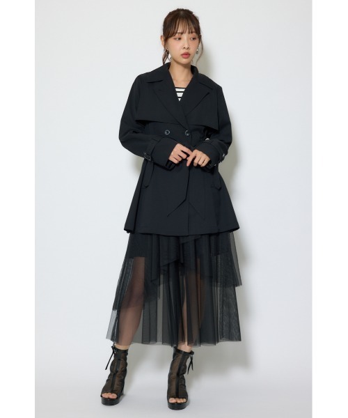 rienda（リエンダ）の「フラップフレアトレンチコート 春服（トレンチコート・レディース・ブラック/ホワイト/ベージュ・MEDIUM/SMALL）」の6枚目の写真