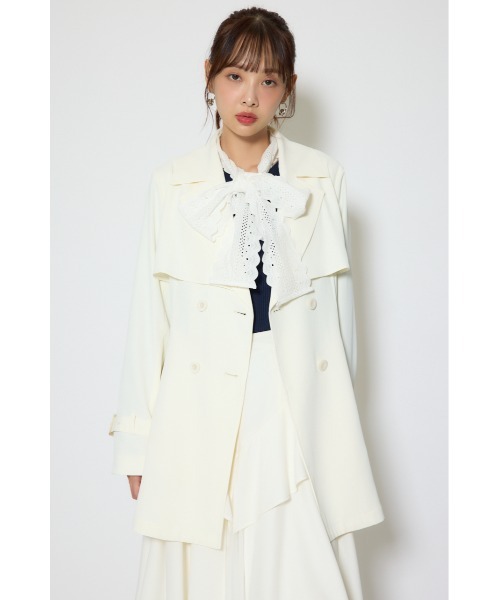 rienda（リエンダ）の「フラップフレアトレンチコート 春服（トレンチコート・レディース・ブラック/ホワイト/ベージュ・MEDIUM/SMALL）」の9枚目の写真