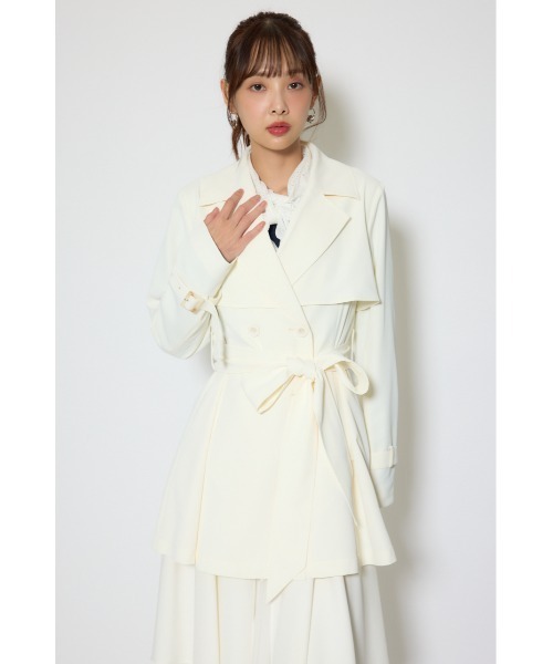 rienda（リエンダ）の「フラップフレアトレンチコート 春服（トレンチコート・レディース・ブラック/ホワイト/ベージュ・MEDIUM/SMALL）」の12枚目の写真