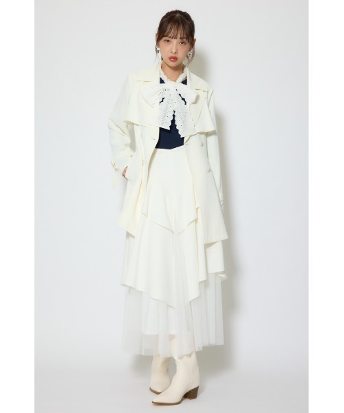 rienda（リエンダ）の「フラップフレアトレンチコート 春服（トレンチコート・レディース・ブラック/ホワイト/ベージュ・MEDIUM/SMALL）」の13枚目の写真