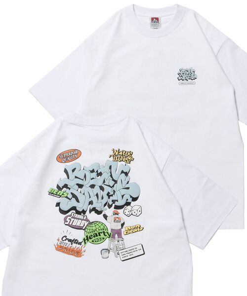 BEN DAVIS(ベンデイビス)の「【BEN DAVIS(ベンデイビス)】OVERLAP TEE NV / Tシャツ クルーネック オーバーサイズ ヘビーウェイト プリント ワンポイント 半袖(Tシャツ/カットソー・メンズ・ブラック/ホワイト/イエロー/ブルーグレー・LARGE/MEDIUM/X-LARGE)」の1枚目の写真