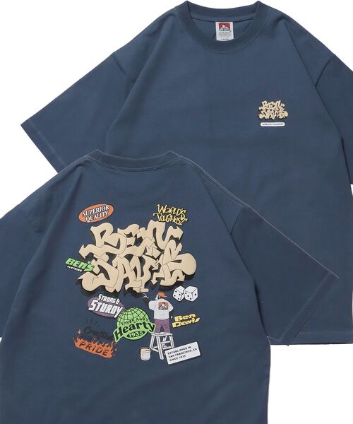 BEN DAVIS(ベンデイビス)の「【BEN DAVIS(ベンデイビス)】OVERLAP TEE NV / Tシャツ クルーネック オーバーサイズ ヘビーウェイト プリント ワンポイント 半袖(Tシャツ/カットソー・メンズ・ブラック/ホワイト/イエロー/ブルーグレー・LARGE/MEDIUM/X-LARGE)」の3枚目の写真