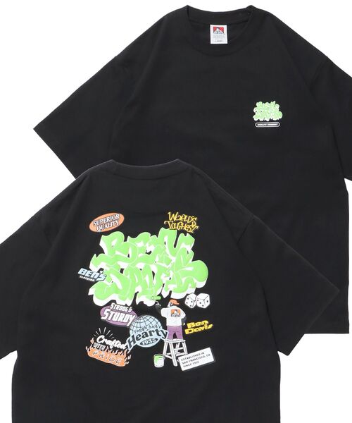 BEN DAVIS(ベンデイビス)の「【BEN DAVIS(ベンデイビス)】OVERLAP TEE NV / Tシャツ クルーネック オーバーサイズ ヘビーウェイト プリント ワンポイント 半袖(Tシャツ/カットソー・メンズ・ブラック/ホワイト/イエロー/ブルーグレー・LARGE/MEDIUM/X-LARGE)」の2枚目の写真