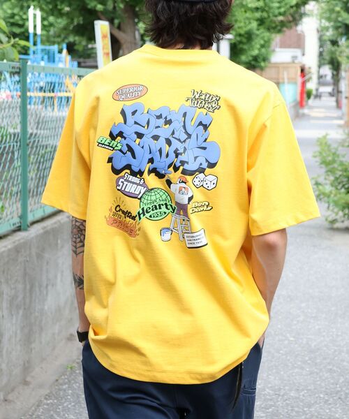 BEN DAVIS(ベンデイビス)の「【BEN DAVIS(ベンデイビス)】OVERLAP TEE NV / Tシャツ クルーネック オーバーサイズ ヘビーウェイト プリント ワンポイント 半袖(Tシャツ/カットソー・メンズ・ブラック/ホワイト/イエロー/ブルーグレー・LARGE/MEDIUM/X-LARGE)」の9枚目の写真