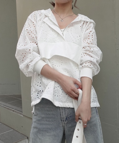 CORNERS（コーナーズ）の「レースアノラックパーカー（シャツ/ブラウス・レディース・ホワイト/ブラック・M）」の21枚目の写真