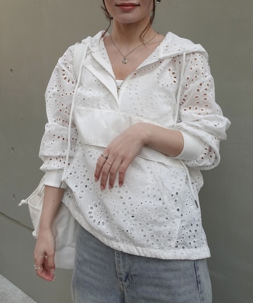 CORNERS（コーナーズ）の「レースアノラックパーカー（シャツ/ブラウス・レディース・ホワイト/ブラック・M）」の22枚目の写真