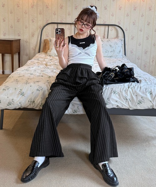 callautia(カラウティア)の「ペプラムレイヤードパンツ(スラックス・レディース・ブラック/ブラウン/チャコール・SMALL/X-LARGE/LARGE/MEDIUM)」の9枚目の写真