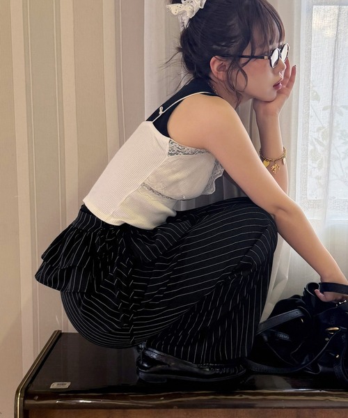 callautia(カラウティア)の「ペプラムレイヤードパンツ(スラックス・レディース・ブラック/ブラウン/チャコール・SMALL/X-LARGE/LARGE/MEDIUM)」の10枚目の写真