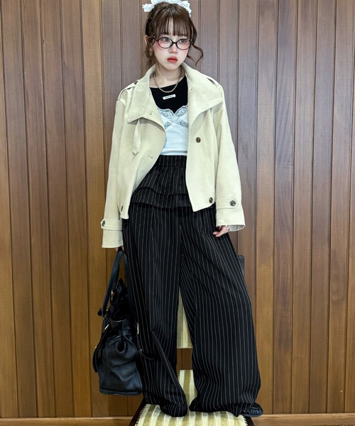 callautia(カラウティア)の「ペプラムレイヤードパンツ(スラックス・レディース・ブラック/ブラウン/チャコール・SMALL/X-LARGE/LARGE/MEDIUM)」の11枚目の写真