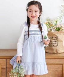 SLAP SLIP（スラップスリップ）の「花柄キラッとストライプドッキングワンピース(80~130cm)（ワンピース）」