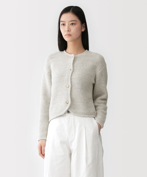 MUJI Labo(ムジラボ)の「〔MUJI Labo〕婦人 コットン混ブークレニットジャケット(カーディガン/ボレロ・レディース・ライトグレー/ダークグレー・L/M/S)」の1枚目の写真