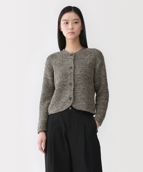 MUJI Labo(ムジラボ)の「〔MUJI Labo〕婦人 コットン混ブークレニットジャケット(カーディガン/ボレロ・レディース・ライトグレー/ダークグレー・L/M/S)」の2枚目の写真