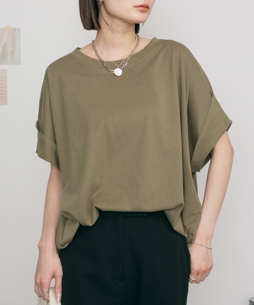 aity（アイティ）の「M-5L オーバーサイズ ドルマンTシャツ 夏服（Tシャツ/カットソー・レディース・ホワイト/カーキ/ブラック・4L～5L/LL～3L/M～Ｌ）」の3枚目の写真