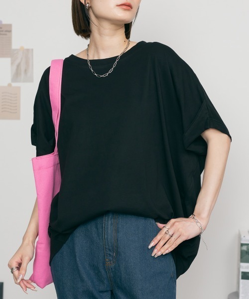aity（アイティ）の「M-5L オーバーサイズ ドルマンTシャツ 夏服（Tシャツ/カットソー・レディース・ホワイト/カーキ/ブラック・4L～5L/LL～3L/M～Ｌ）」の2枚目の写真