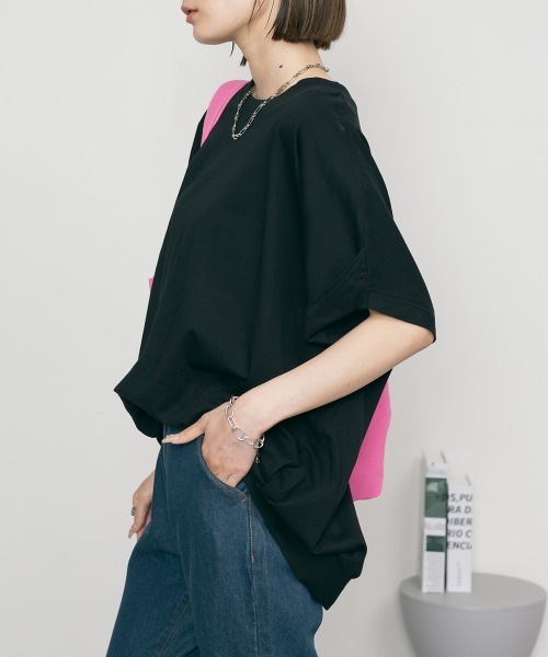 aity（アイティ）の「M-5L オーバーサイズ ドルマンTシャツ 夏服（Tシャツ/カットソー・レディース・ホワイト/カーキ/ブラック・4L～5L/LL～3L/M～Ｌ）」の11枚目の写真