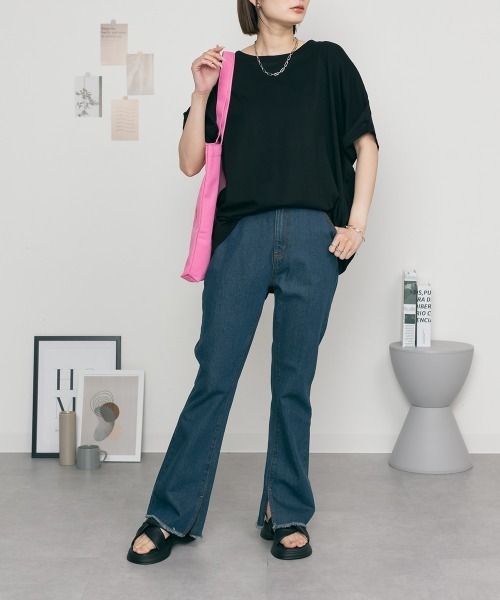 aity（アイティ）の「M-5L オーバーサイズ ドルマンTシャツ 夏服（Tシャツ/カットソー・レディース・ホワイト/カーキ/ブラック・4L～5L/LL～3L/M～Ｌ）」の13枚目の写真