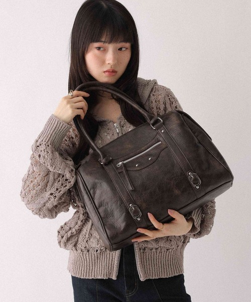 BIGフェイクレザーボストンBAG 654152（ボストンバッグ）｜Heather