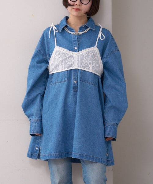 WILLOW（ウィロー）の「【willow】ネットレースレイヤードキャミブラ（キャミソール・レディース・ブラック/ホワイト・ONE SIZE）」の4枚目の写真